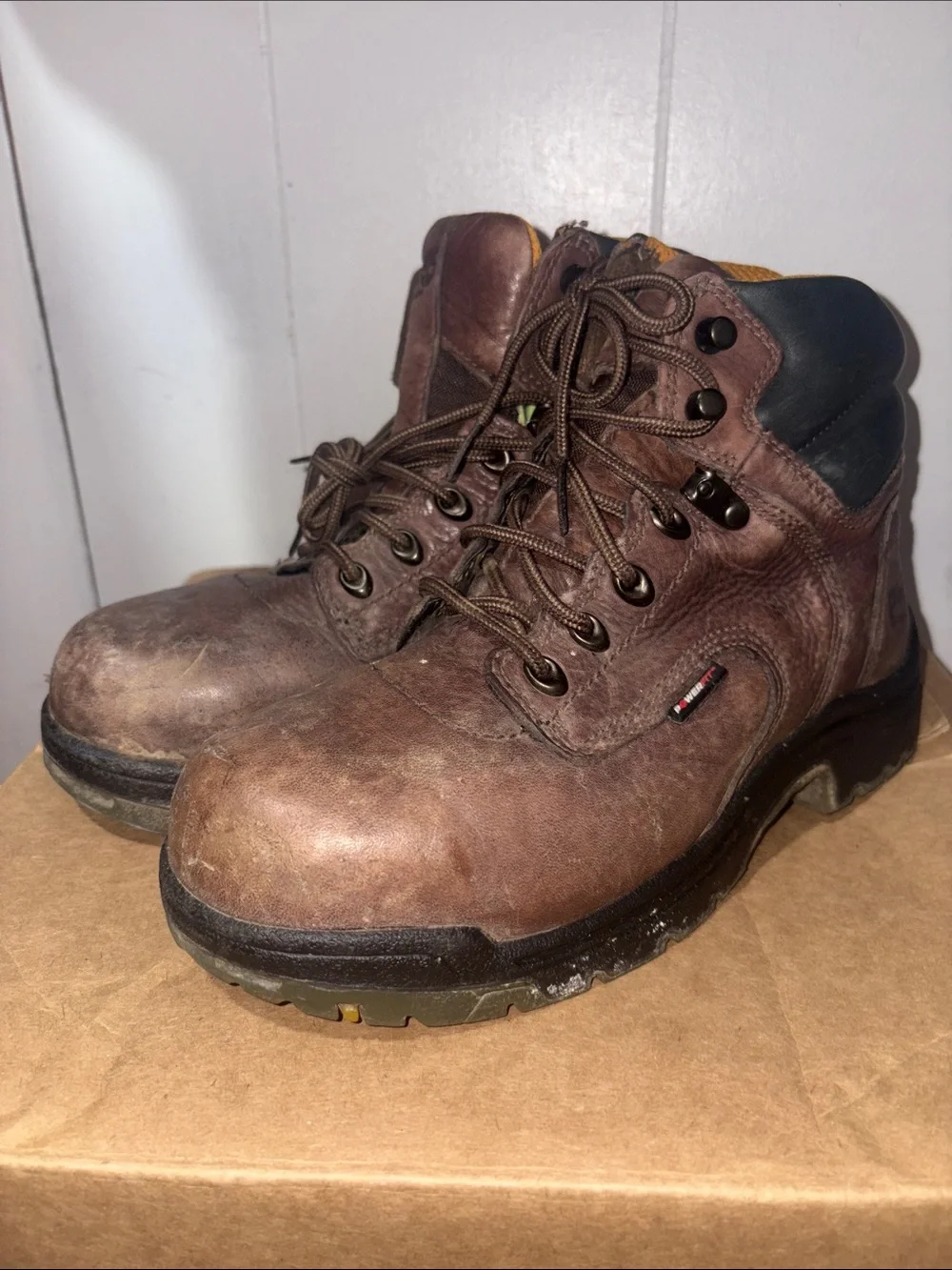 Timberland PRO Brown Lace-Up Work Boots with Black Collar Women size 7.5